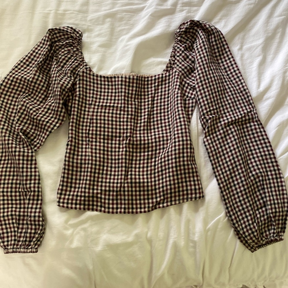 Plaid long sleeve dress top